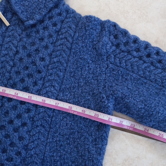 Shades Of Aran 100% Merino Wool Zip Up Cardigan Blue L - Picture 10 of 16